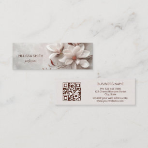 Elegant White 3D Magnolia Mini Business Card