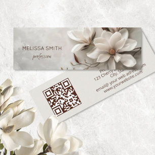 Elegant White 3D Magnolia Mini Business Card