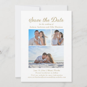 Elegant White 4 Photo 2 Sided Wedding Save The Date