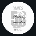 Elegant White 50th Any Age Birthday Classic Round Sticker<br><div class="desc">White Black Personalised 50th Any Birthday Party classic round stickers</div>