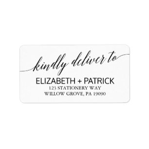 Elegant White and Black Calligraphy Wedding Label