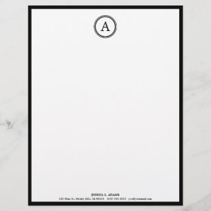 Elegant White and Black Monogram Letterhead