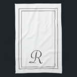 Elegant White and Black Monogrammed Tea Towel<br><div class="desc">Elegant White and Black Monogrammed Kitchen towel</div>