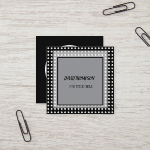 Elegant white and Black polka dot pattern Square Business Card