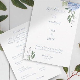 Elegant White and Blue Floral Hydrangea Program Programme