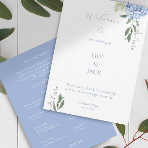 Elegant White and Blue Floral Hydrangea Program Programme