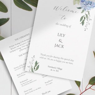 Elegant White and Blue Hydrangea  Programme