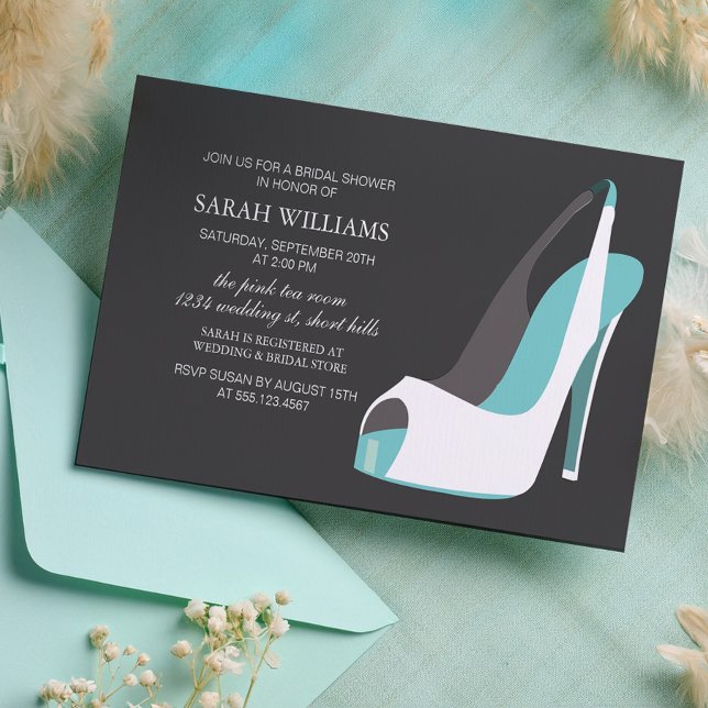 Elegant White and Blue Shoes Bridal Shower Invitation (Creator Uploaded)
