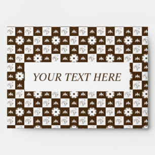 Elegant White and Brown Chequered Pattern Envelope