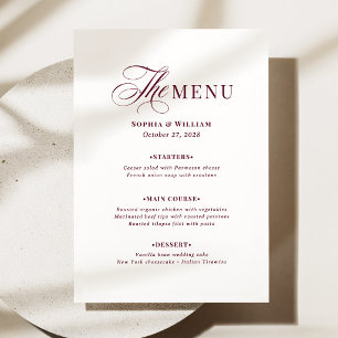 Elegant White and Burgundy Red Classic Luxe Menu