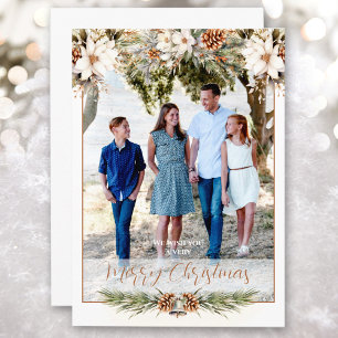 Elegant White and Cream Photo Christmas Card