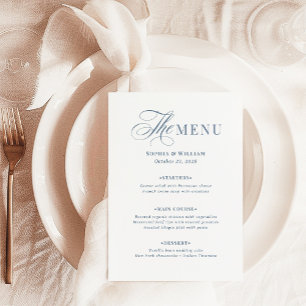 Elegant White and Dusty Blue   Classic Luxe  Menu