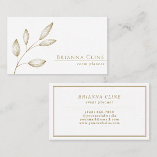 Elegant White and Faux Gold   Modern Minimalist Business Card