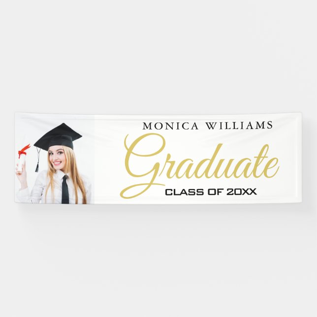 Elegant white and gold 2021 graduate Photo Banner (Horizontal)