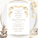 Elegant White and Gold 50th Wedding Anniversary Invitation<br><div class="desc">Celebrate your love ones 50th wedding anniversary (or other) with this elegant nd unique white and gold invitation, showcasing beautiful fine hand drawn faux gilded botanical garlands in golden hues. Ability to change and customise all text sections to suit your needs. Easy to fill in template. Simple, elegant and refined...</div>