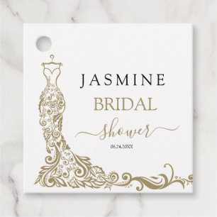 Elegant White and Gold Blush Gown Bridal Shower Favour Tags