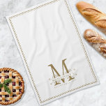 Elegant White and Gold Classy Family Monogram Tea Towel<br><div class="desc">Elegant White and Gold Classy Family Monogram kitchen towel. Vintage inspired family monogram with established date design. Great as a newlywed housewarming gift.</div>