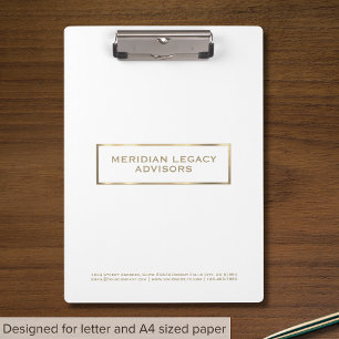 Elegant White and Gold Clipboard