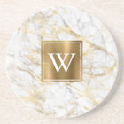 Elegant White and Gold Faux Marble Monogram