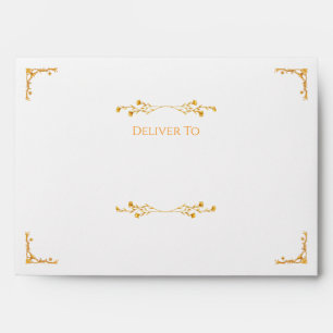 Elegant white and Gold Floral Addressed Wedding Envelope