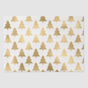 Elegant White and Gold Foil Christmas Tree Pattern Tissue Paper