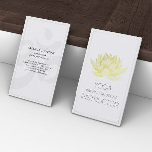 Elegant White and Gold Foil Lotus Yoga Instructor Business Card