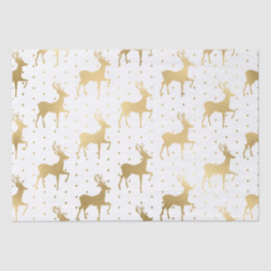 Elegant White and Gold Foil Reindeer Christmas Tissue Paper