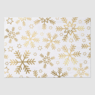 Elegant White and Gold Foil Snowflakes Christmas Tissue Paper