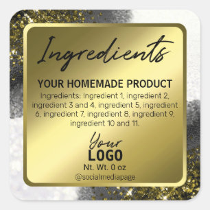Elegant White And Gold Ingredient Labels