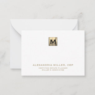 Elegant White and Gold Initial Logo Card