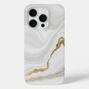 Elegant White And Gold Marble iPhone 15 Pro Case