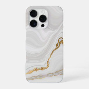 Elegant White And Gold Marble iPhone 16 Pro Case