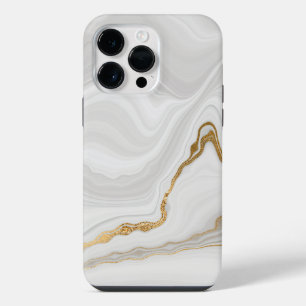 Elegant White And Gold Marble iPhone 14 Pro Max Case
