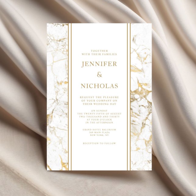 Elegant White And Gold Marble Wedding Invitation (Elegant White And Gold Marble Wedding Invitation)