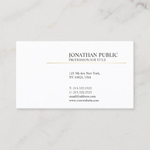 Elegant White and Gold Modern Plain Simple Business Card
