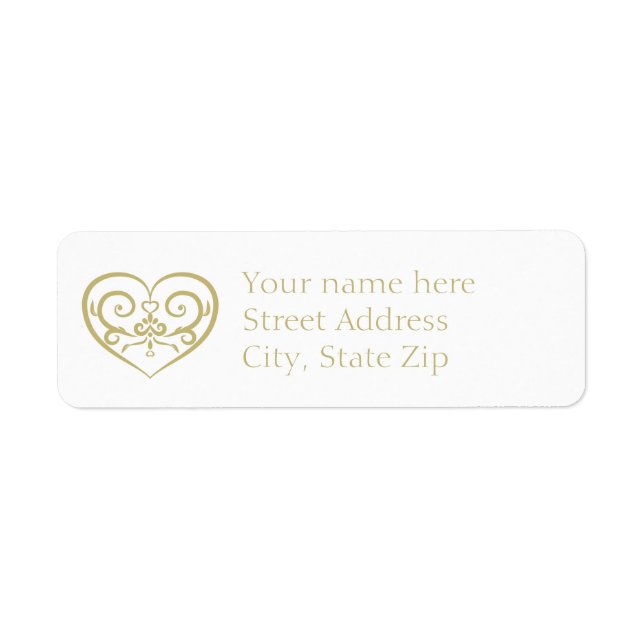 Elegant White and Gold Monogram Return Address (Front)