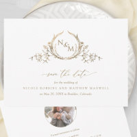 Elegant White and Gold Monogram Wedding Photo