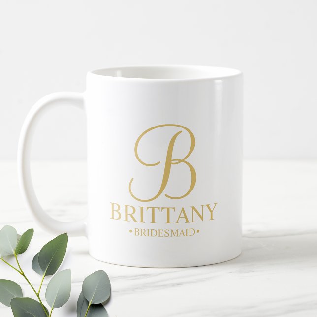 Elegant White and Gold Personalised Bridesmaid Coffee Mug (Creator Uploaded)