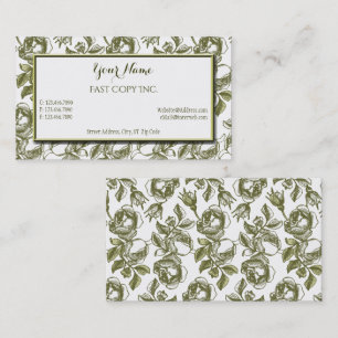 Elegant White and Gold Roses Custom Business Cards