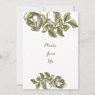 Elegant White and Gold Roses Custom Invitations