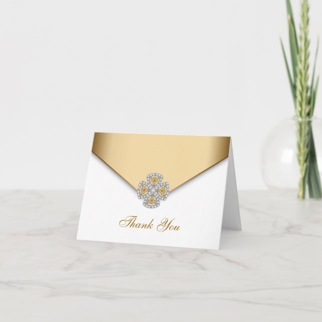 Elegant White and Gold Thank You Card (Front)