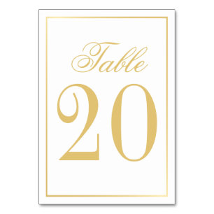 Elegant White and Gold Wedding Table Number