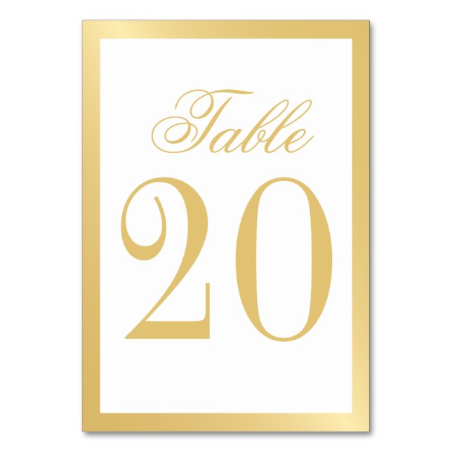 Elegant White and Gold Wedding Table Number (Front)