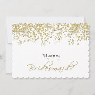 Elegant White and Gold Will you be my bridesmaid? Invitation