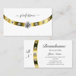 Elegant White and Gold with Monogram Chic Initials Business Card