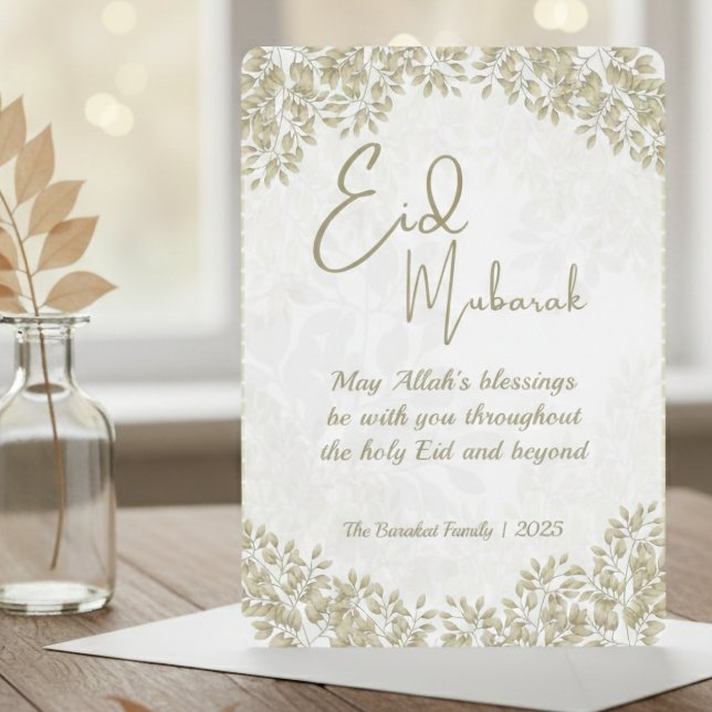 Elegant White and Grey Floral Eid Card Happy Eid (Creator Uploaded)