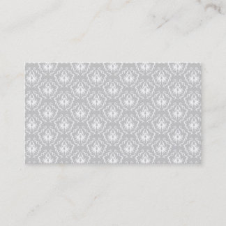 Elegant White and Grey Pattern. Damask. Business Card