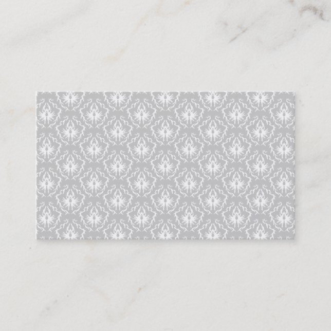 Elegant White and Grey Pattern. Damask. Business Card (Front)