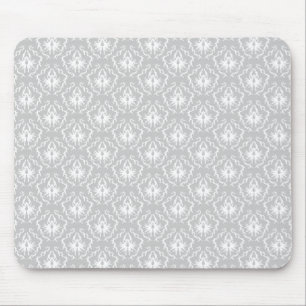 Elegant White and Grey Pattern. Damask. Mouse Pad