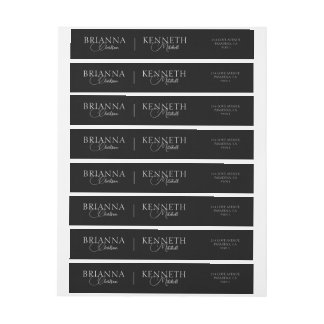Elegant White and Grey Script on Black Wedding Wrap Around Label